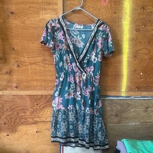 Maurices Teal and Pink Floral Mini Dress